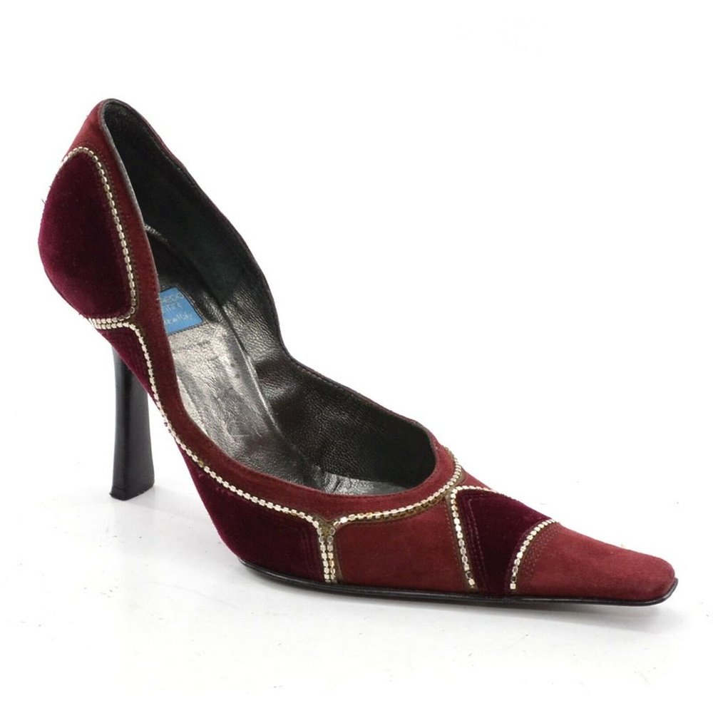 Goffredo Fantini Tapered Toe Velvet Pumps 37.5